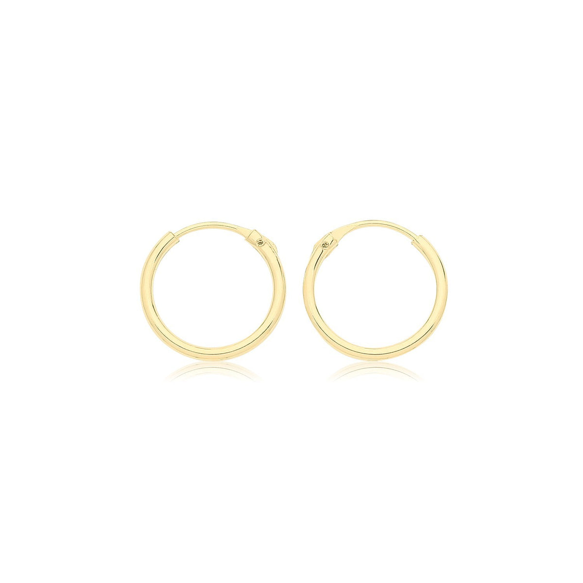 9ct Yellow Gold Sleeper Hoop Earrings 375 Hallmarked 6mm - 10mm Diameter