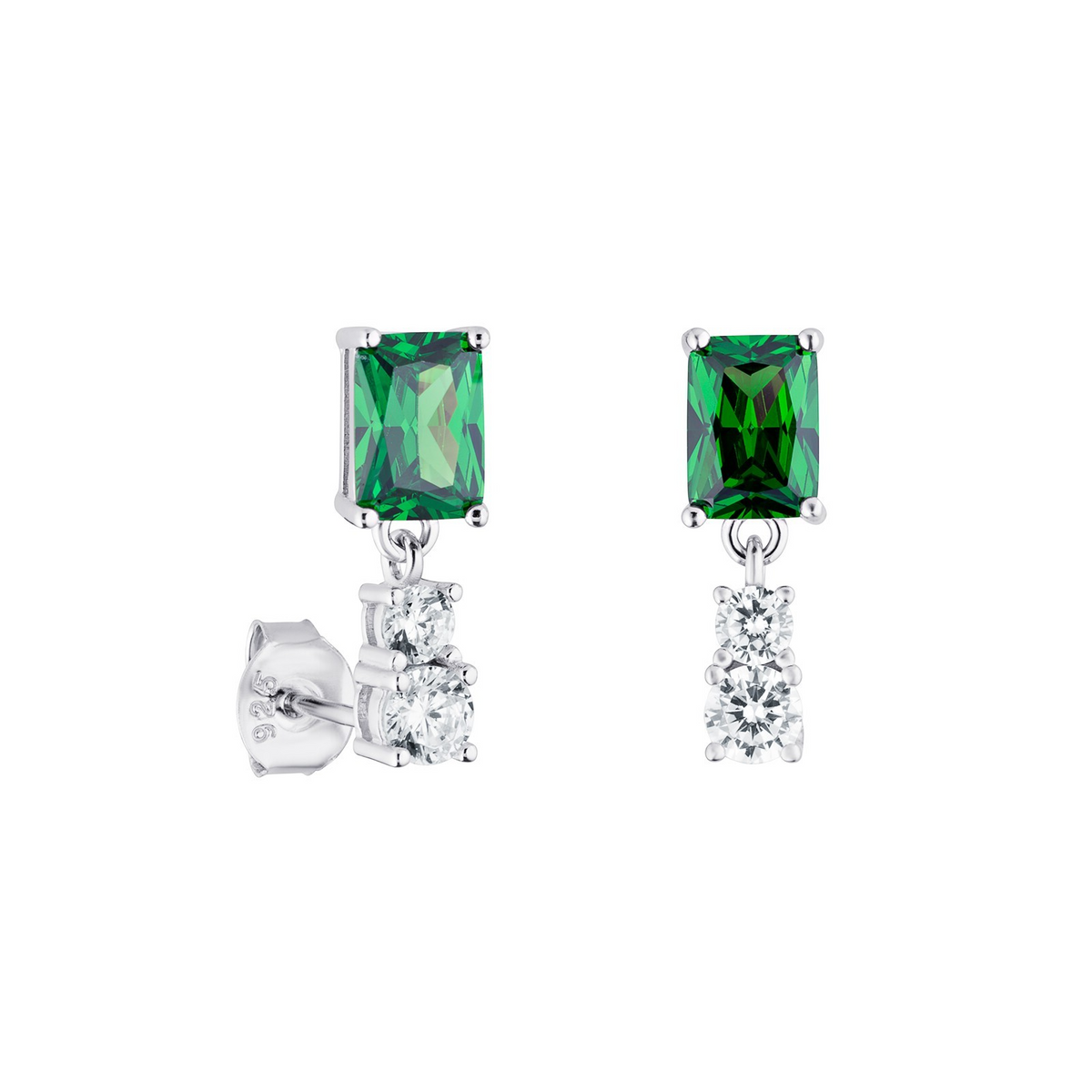 Natural Emerald Drop Earrings Sterling Silver 925 Hallmarked British Made