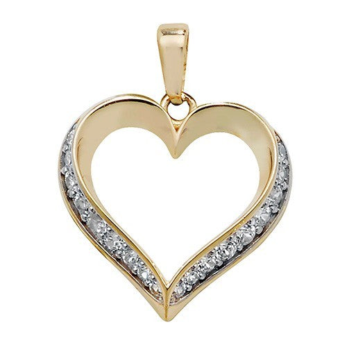 Double Set Heart 9ct Yellow Gold Pendant 375 Hallmarked All Chain Lengths