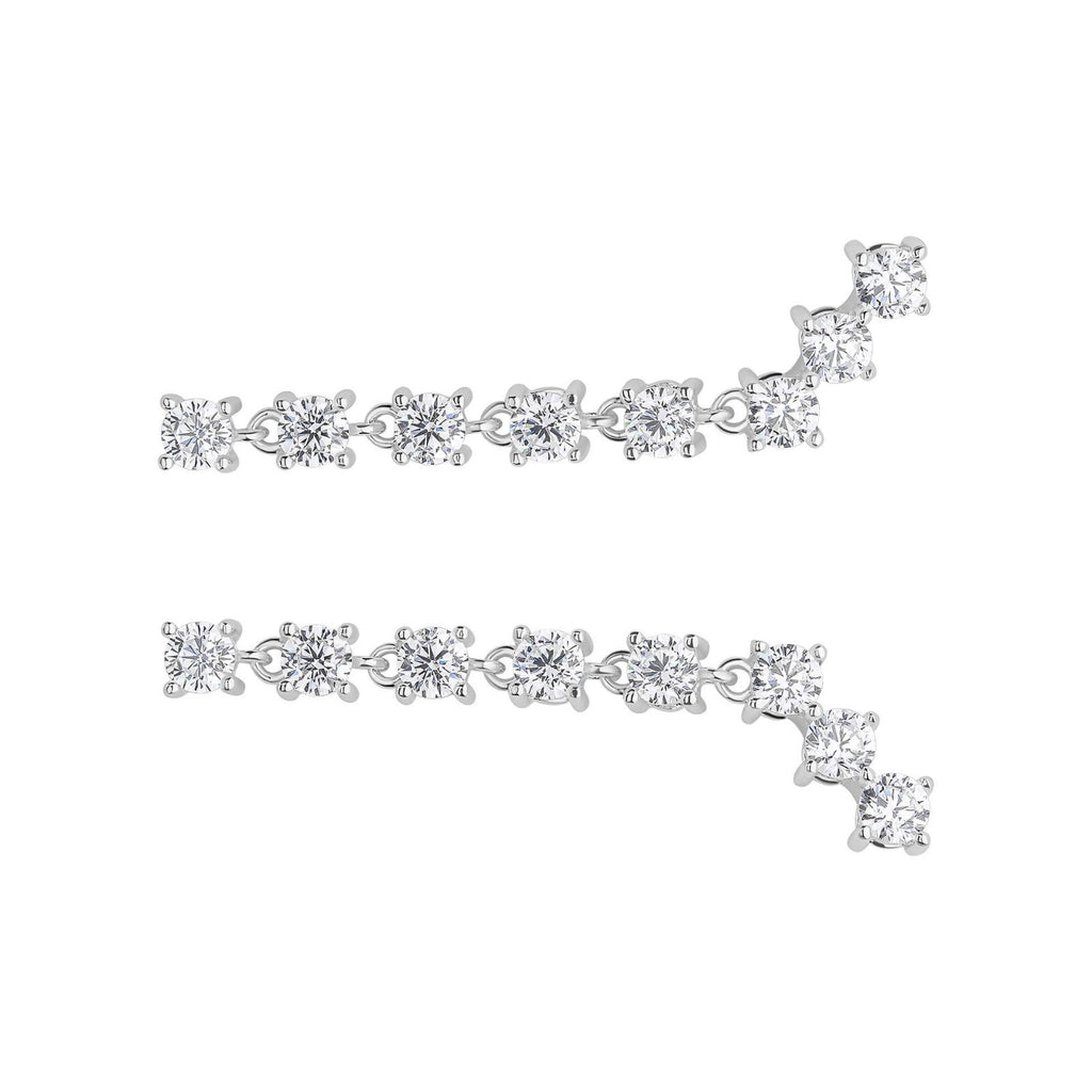 8 Stone Zircon Drop Earrings Sterling Silver 925 Hallmarked Brand New Boxed