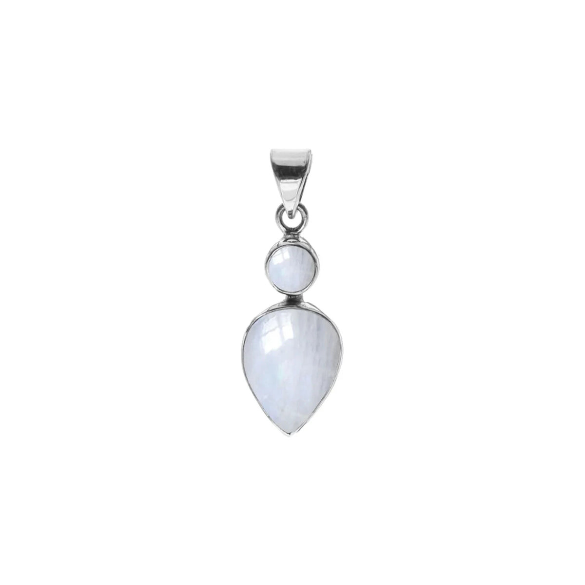 Double Moonstone Pendant Sterling Silver 925 Hallmarked All Chain Lengths