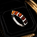 5 Stone Amber Ring Sterling Silver 925 Hallmarked Sizes J - R British Made