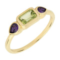 Amethyst And Peridot Ring Gold Plated 925 Hallmarked British Made Size K- S