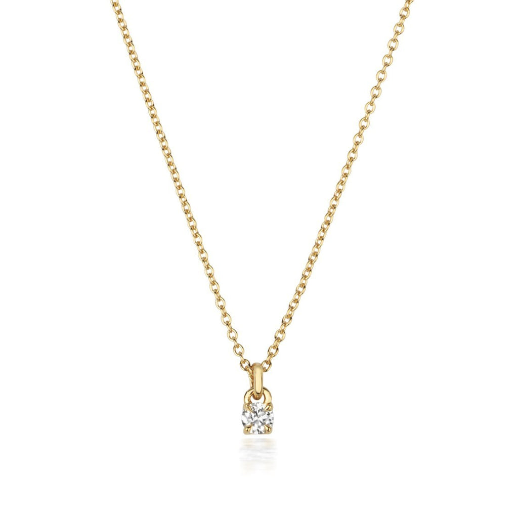 1 Natural Diamond 4 Claw Necklace 18ct Yellow Gold Hallmarked British Made