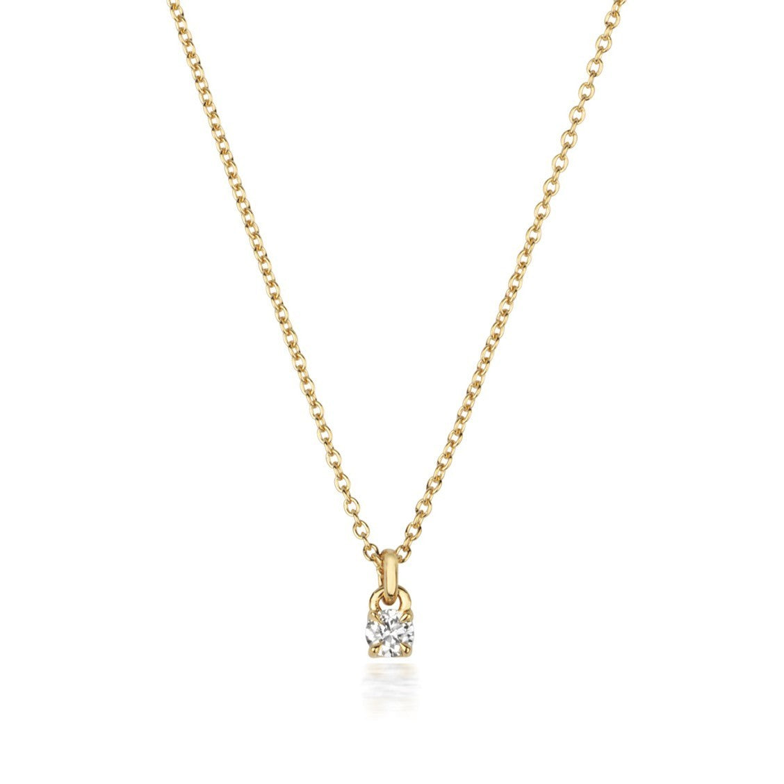 1 Natural Diamond 4 Claw Necklace 18ct Yellow Gold Hallmarked British Made