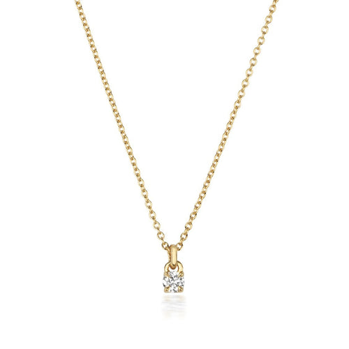 1 Natural Diamond 4 Claw Necklace 18ct Yellow Gold Hallmarked British Made