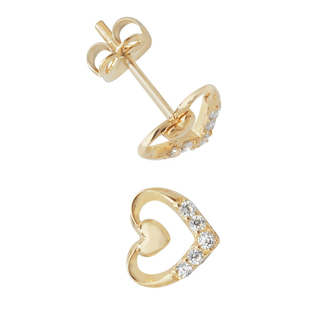 5 Stone Prong Set Heart Stud Earrings 9ct Yellow Gold 375 Hallmarked Brand New