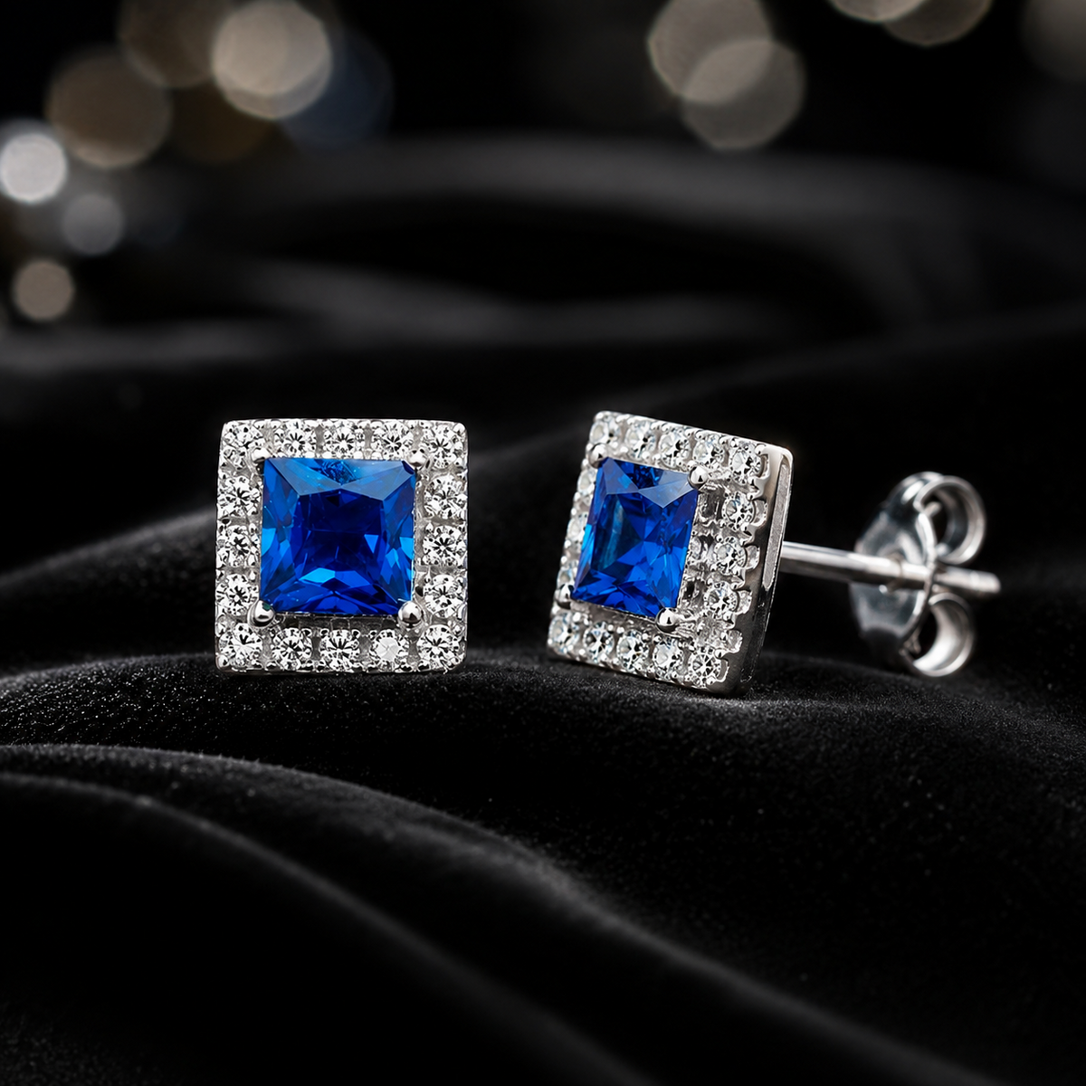Sapphire Gemstone Earrings Solid Sterling Silver 925 Hallmark Brand New Boxed
