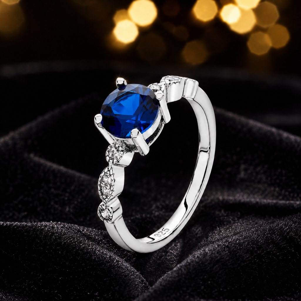 Sterling Silver Sapphire Ring Solitaire 925 Hallmarked British Made Sizes J - R