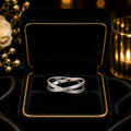 Crossover Loop Ring Sterling Silver 925 Hallmarked British Made Size L - R