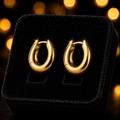 Round Hoop Huggie Earrings 9ct Yellow Gold Plated Hallmarked Brand New Boxed