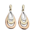 Teardrop Earrings 9ct Multi Tone Gold 375 Hallmarked British Made Brand New