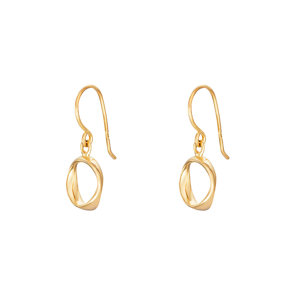 Twist Hook Drop Earrings 9ct yellow Gold Plated Hallmarked British Made