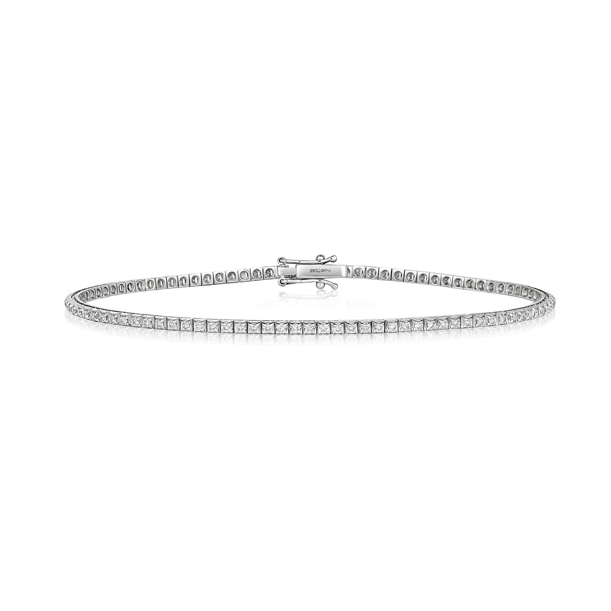 Natural Diamond 18ct White Gold Tennis Bracelet 375 Hallmarked British Made