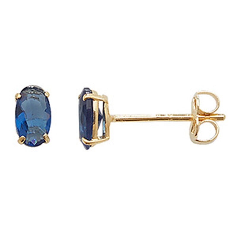 Oval Sapphire Stud Earrings 9ct Yellow Gold 375 Hallmark British Made Brand New
