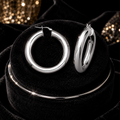 Plain Chunky Sterling Silver Hoops 925 Hallmarked 15mm - 50mm Diameter