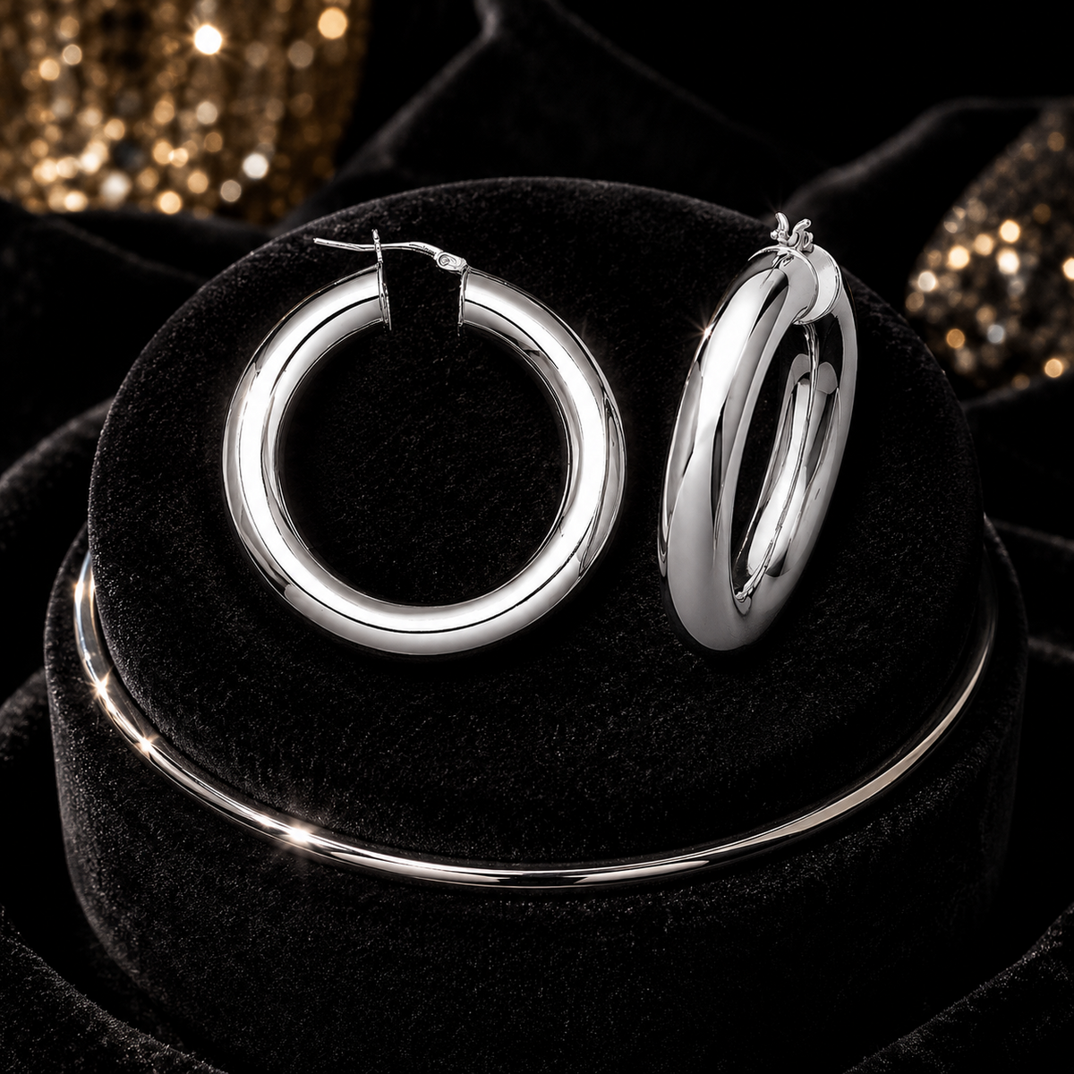 Plain Chunky Sterling Silver Hoops 925 Hallmarked 15mm - 50mm Diameter