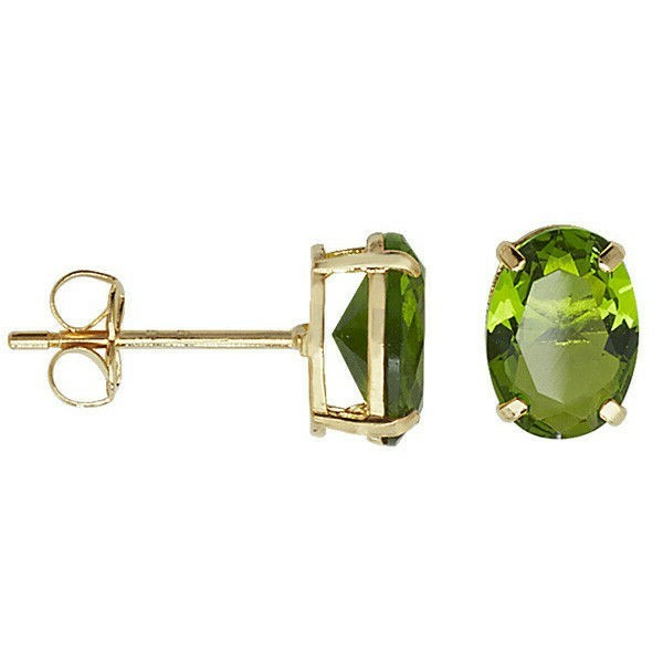 Oval Peridot Stud Earrings 9ct Yellow Gold 375 Hallmarked Brand New Boxed