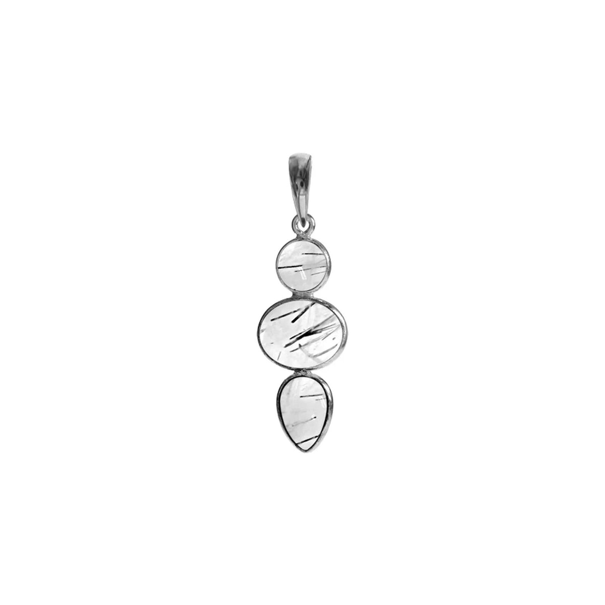 Mixed Shape Quartz Pendant Sterling Silver 925 Hallmarked  All Chain Lengths