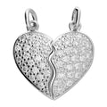 Split Heart Zircon Pendant Sterling Silver 925 Hallmarked All Chain Lengths