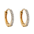 Pave Diamond Hoop Earrings 9ct Yellow Gold 375 Hallmarked British Made