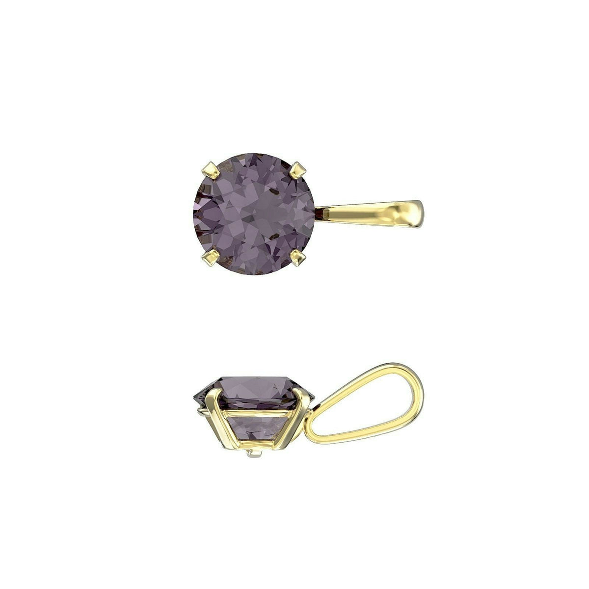 Yellow Gold Lavender Solitaire Pendant Hallmarked British Made All Chain Lengths