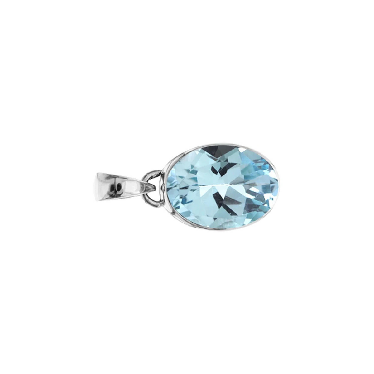 Oval Blue Topaz Pendant Sterling Silver 925 Hallmarked All Chain Lengths
