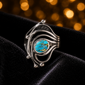 Natural Statement Turquoise Sterling Silver 925 Hallmark British Made Size K - T