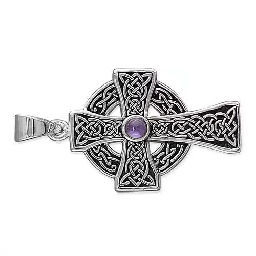 Amethyst Cross Sterling Silver 925 Hallmarked British Made All Chain Lengths
