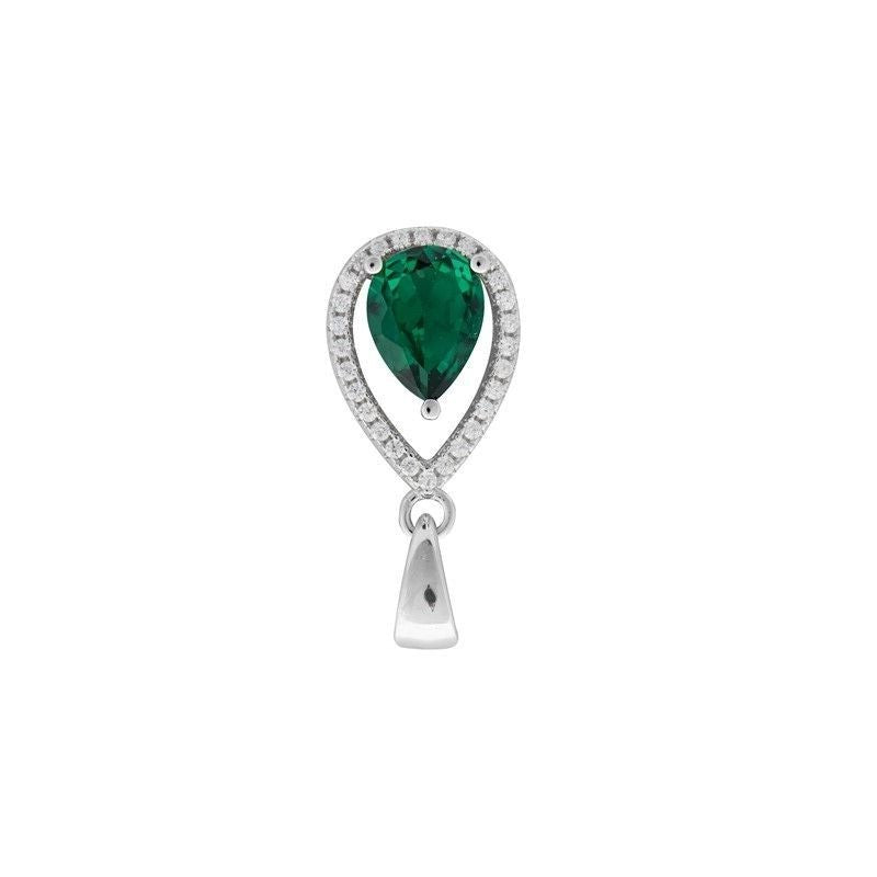 Silver Emerald Teardrop Pendant 925 Hallmarked British Made All Chain Lengths