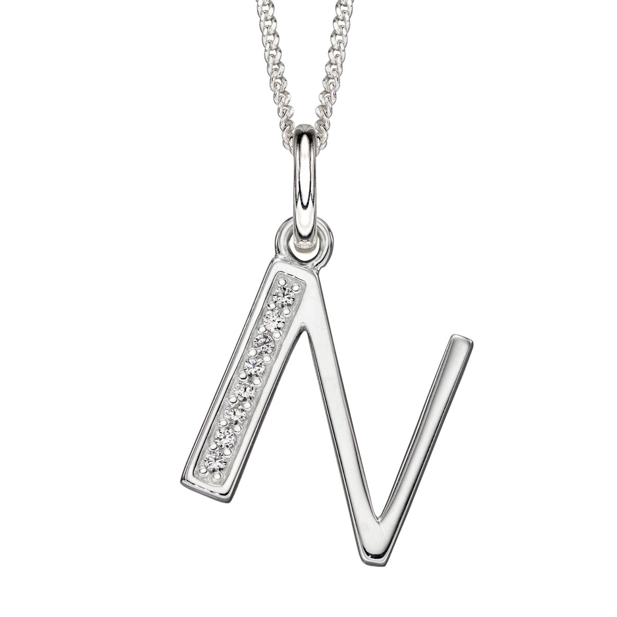 A - Z Necklace Channel Set Sterling Silver British Made 925 Hallmarked Brand New
