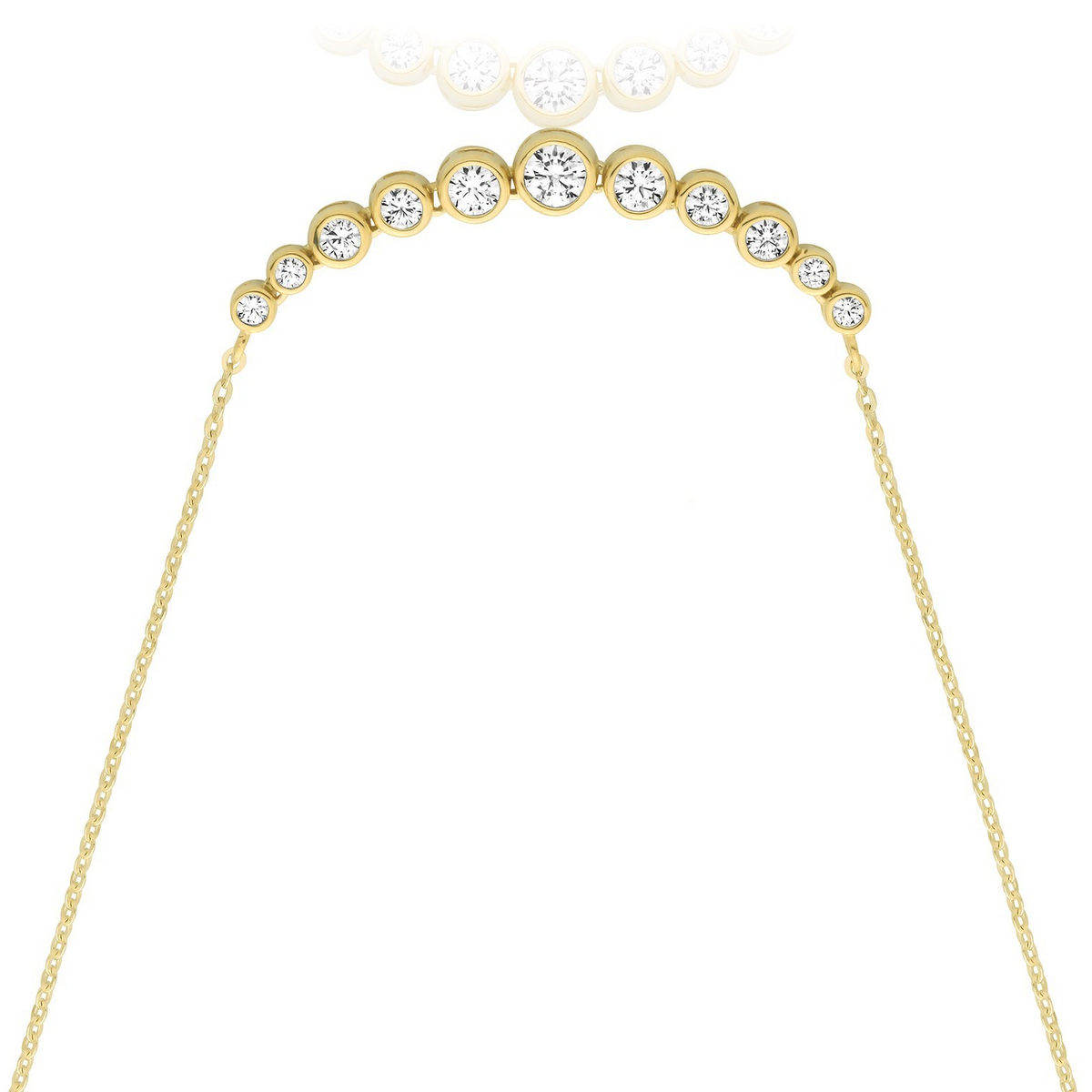 Graduated Bezel Set Necklace 9ct Yellow Gold 375 Hallmarked British Made
