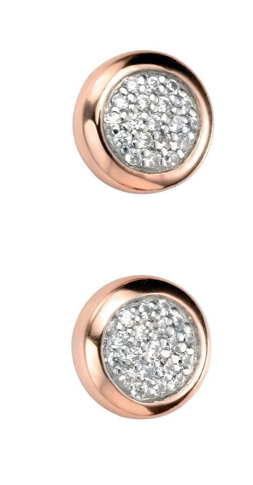 Pave Set Zircon Stud Earrings 9ct Rose Gold Plated Hallmarked Brand New Boxed