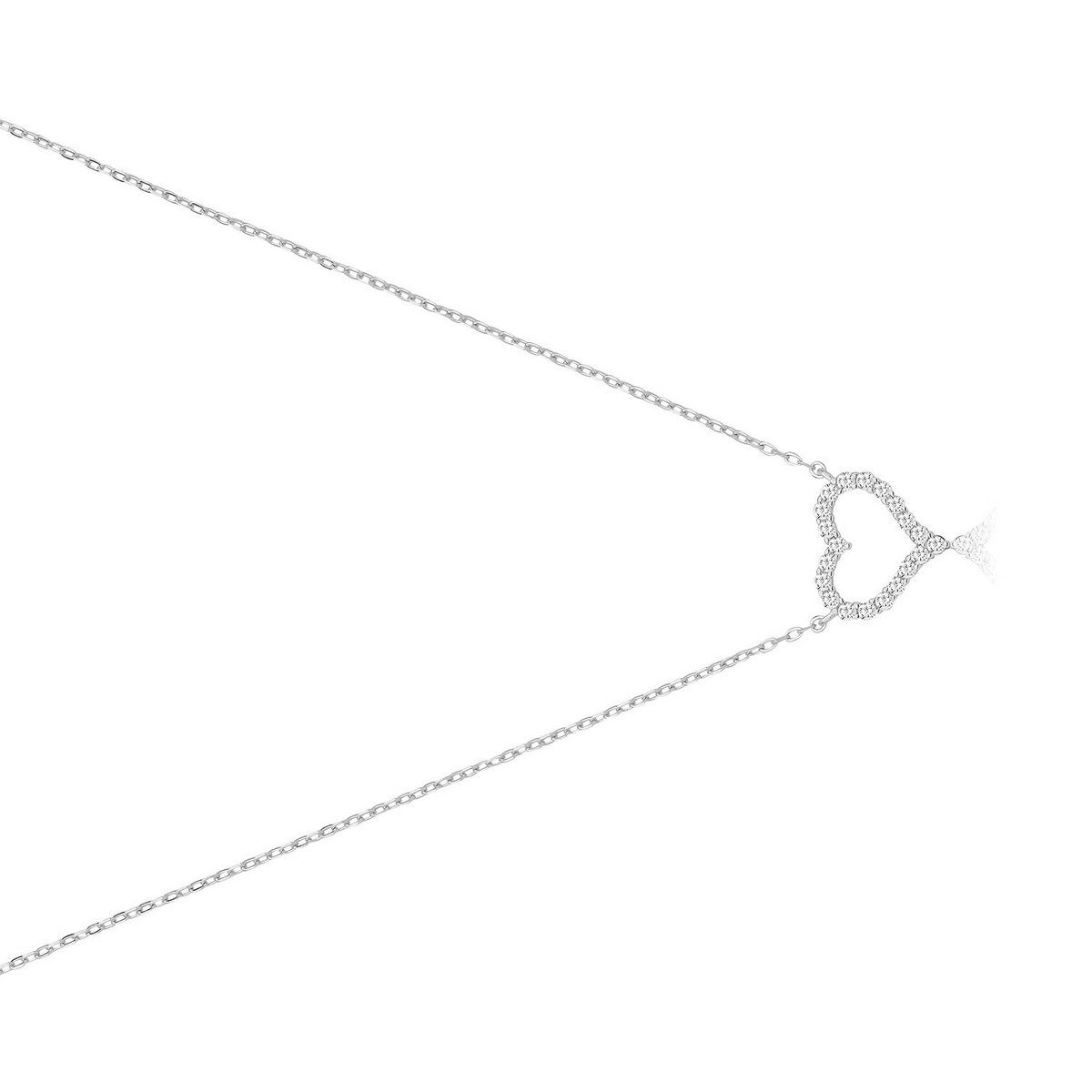 Ladies Halo Open Heart Necklace Sterling Silver 925 Hallmarked British Made