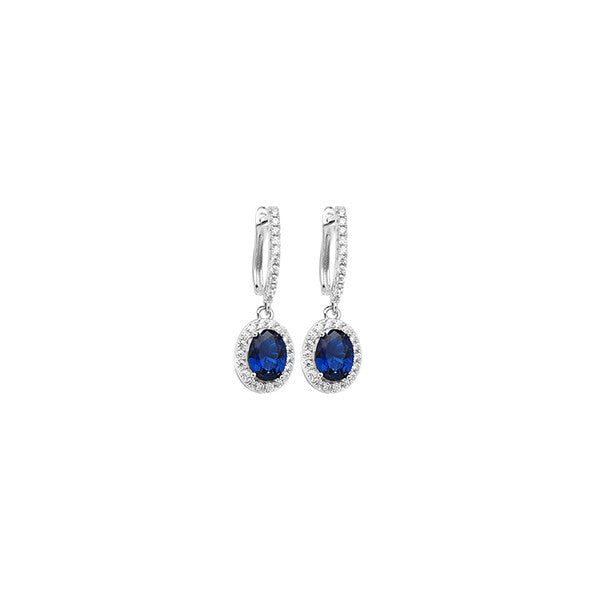 Sapphire Drop Earrings Solid Sterling Silver 925 Hallmark Brand New Boxed