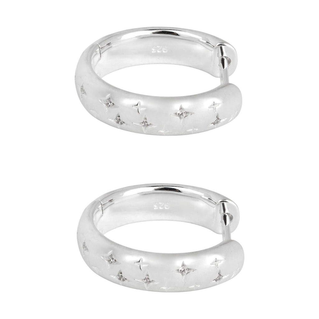 Starry Night Hoop Earrings Sterling Silver 925 Hallmarked Brand New Boxed