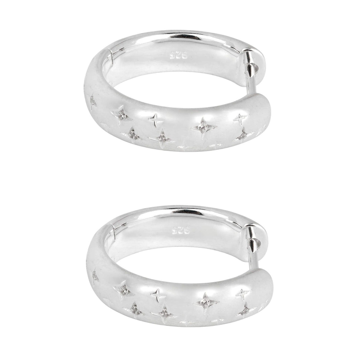 Starry Night Hoop Earrings Sterling Silver 925 Hallmarked Brand New Boxed