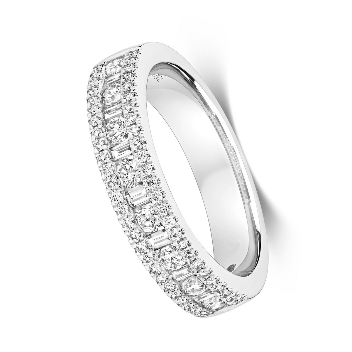 67 Natural Diamond Baguette Band Ring 18ct White Gold Hallmarked Sizes J - Q
