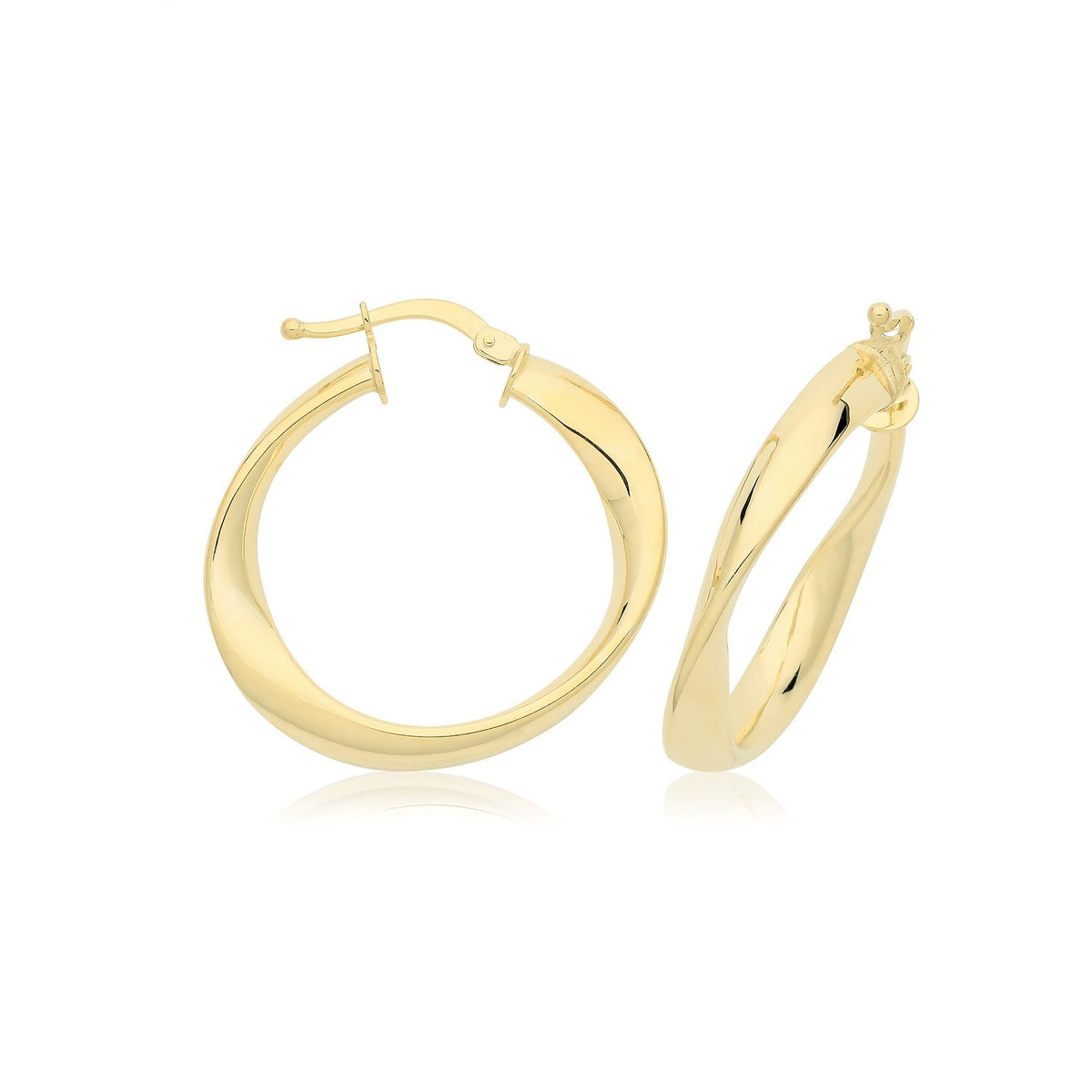 9ct Yellow Gold Twist Hoop Earrings 375 Hallmarked 20mm - 30mm Diameter