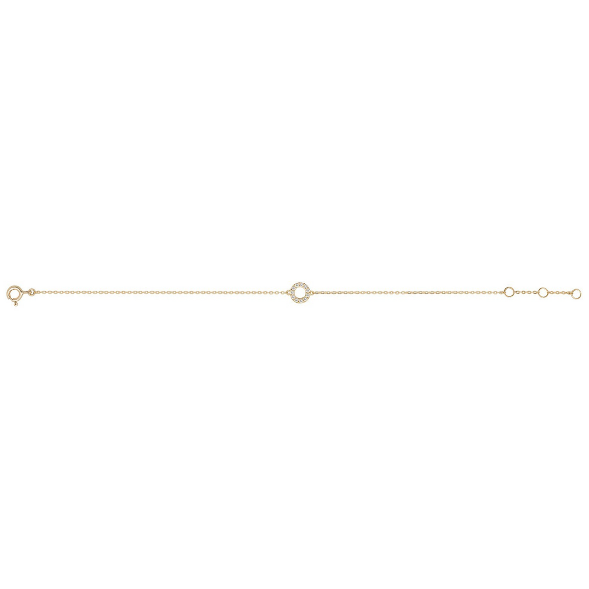 Ladies Pave Open Circle Bracelet 9ct Yellow Gold 375 Hallmarked British Made