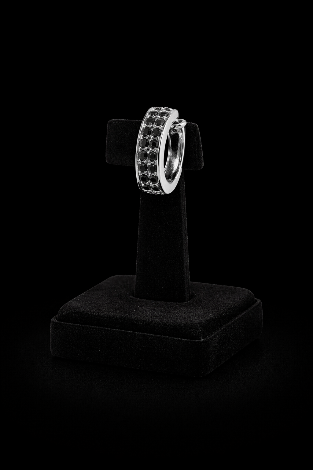 Mens Huggie Hoop Earring Black Cubic Zirconia Sterling Silver Gents 925 Hallmark
