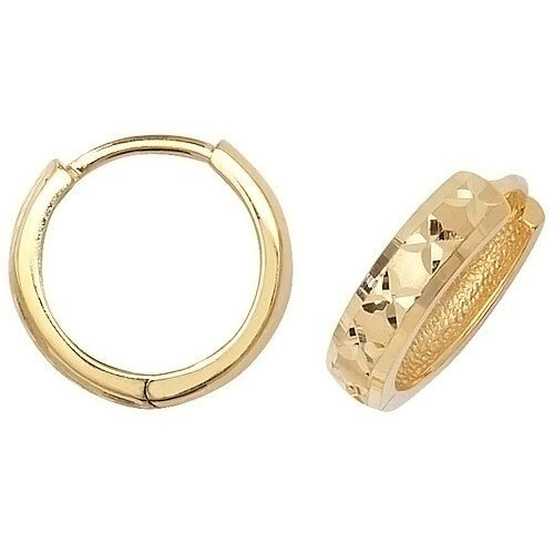 9ct Yellow Gold DC Hoop Earrings British Made 375 Hallmarked Brand New Boxed