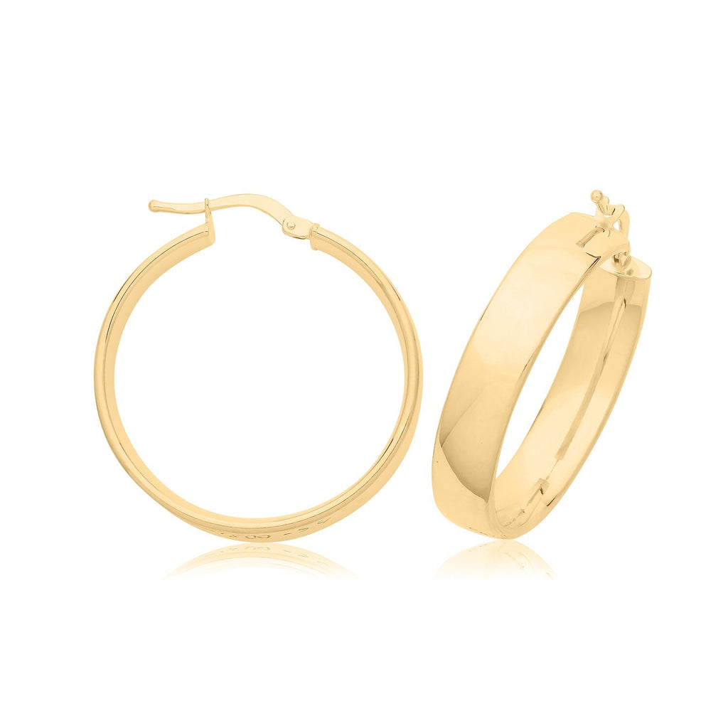 9ct Yellow Gold Chunky Hoop Earrings 375 Hallmark 8mm-20mm Diameter British Made