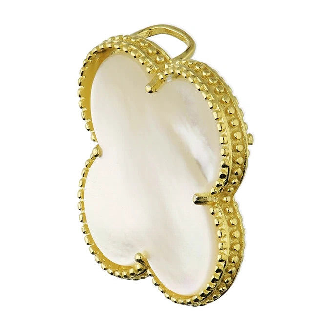 Pearl Quatrefoil Pendant 9ct Yellow Gold Plated Hallmarked All Chain Lengths