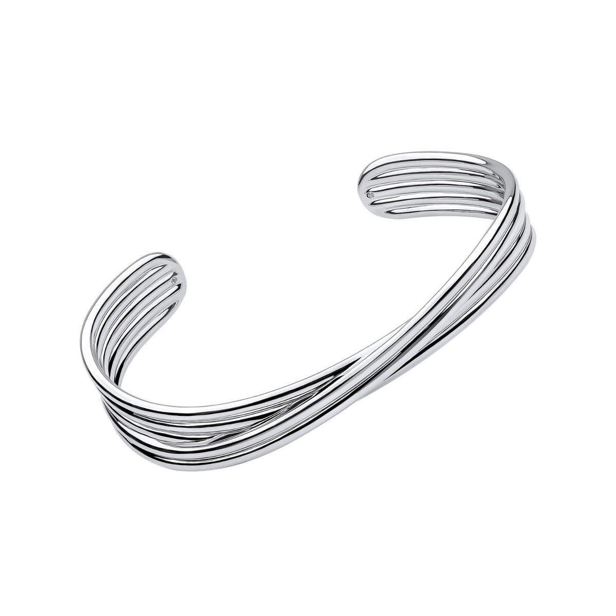 Twisted Ridge Bangle Sterling Silver British Made 925 Hallmarked Brand New Boxed