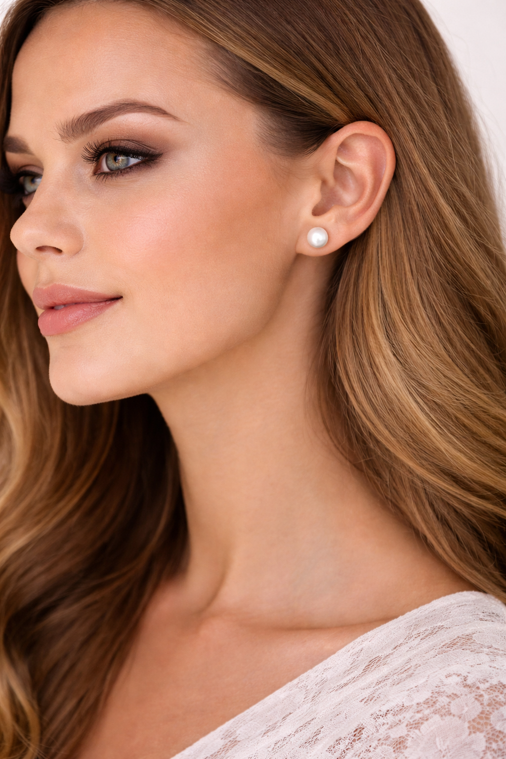 Natural Flush Pearl Stud Earrings Sterling Silver 925 Hallmarked Brand New