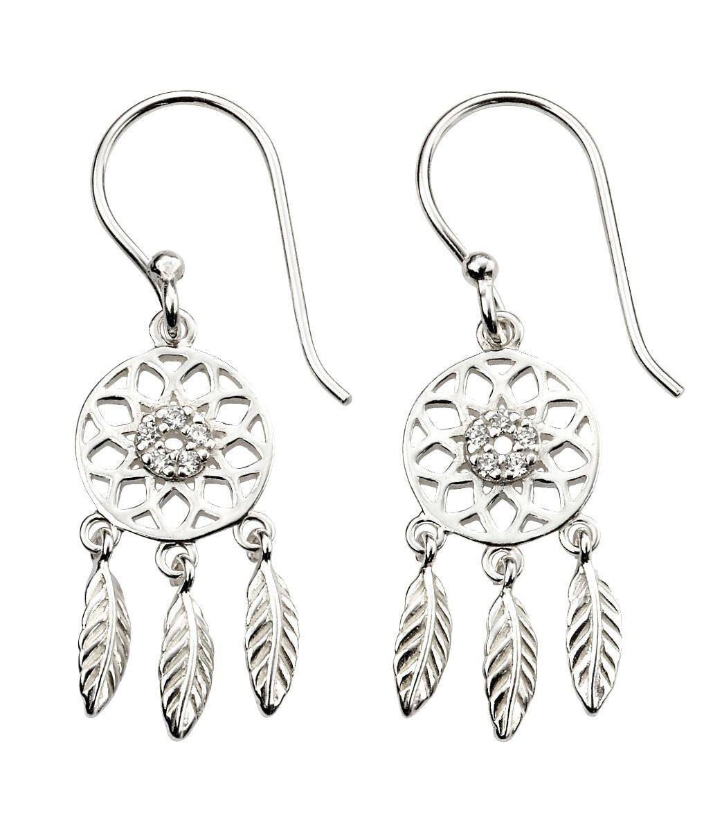 Leaf Dream Catcher Earrings Solid Sterling Silver 925 Hallmarked Brand New Boxed