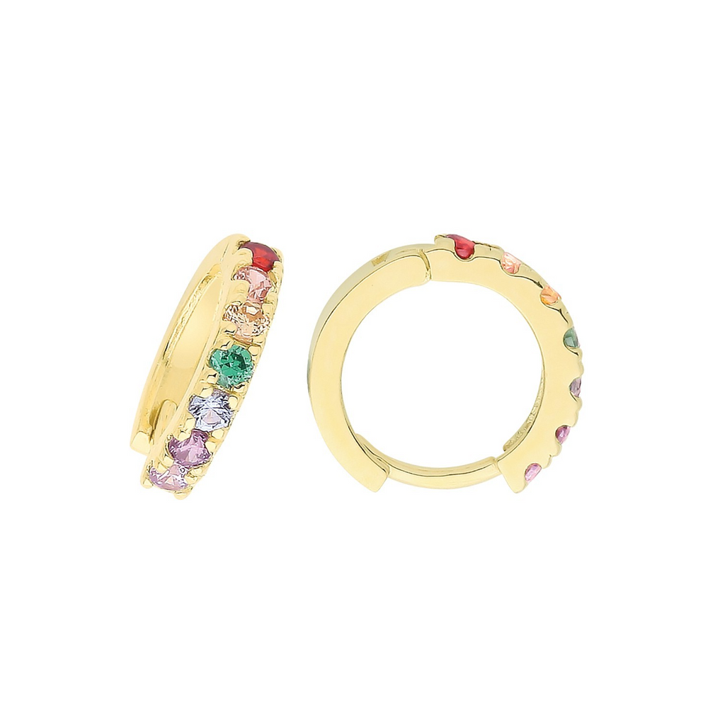 9ct Yellow Gold 5 Stone Hoop Earrings British Made 375 Hallmark Brand New Boxed