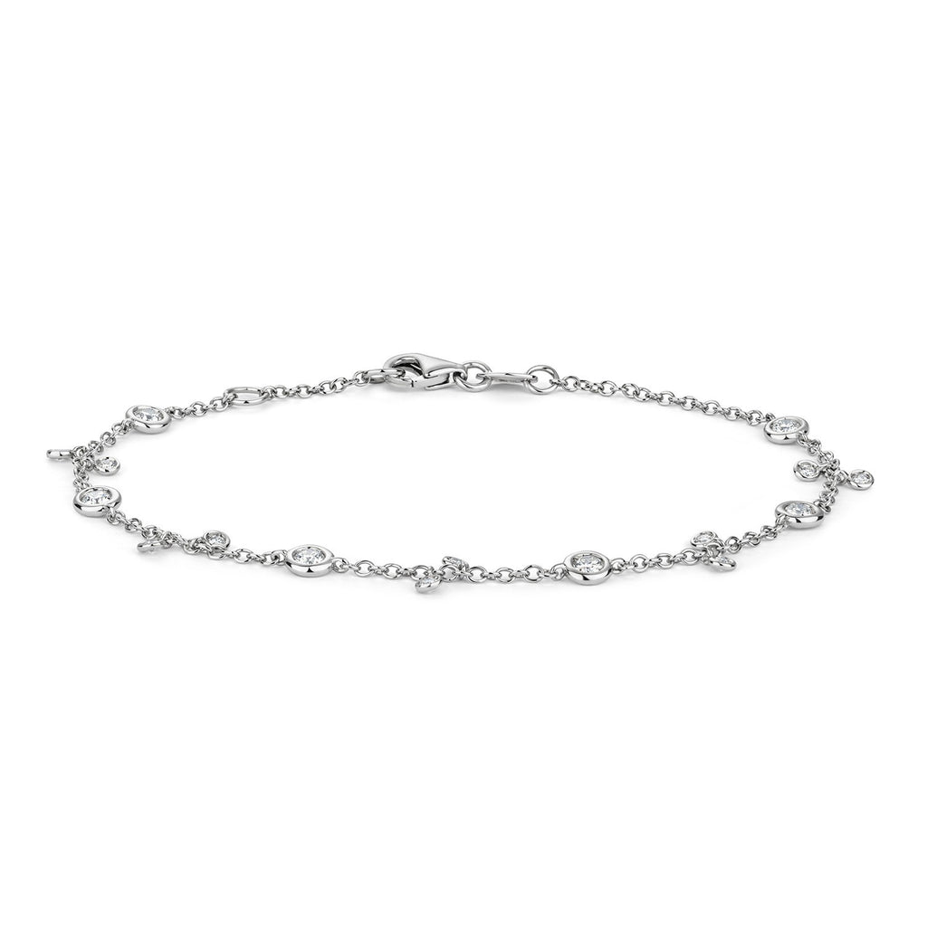 Flush 16 Natural Diamond 18ct White Gold Bracelet 375 Hallmarked British Made