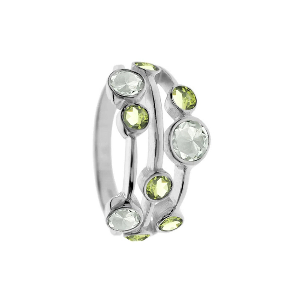 Natural 9 Peridot Ring Sterling Silver 925 Hallmarked British Made Size K - T